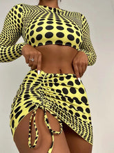 Load image into Gallery viewer, Kaleidoscope Polka Dot Long Sleeve Three-Piece Swim Set
