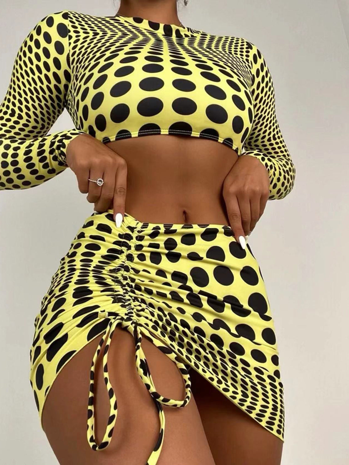 Kaleidoscope Polka Dot Long Sleeve Three-Piece Swim Set