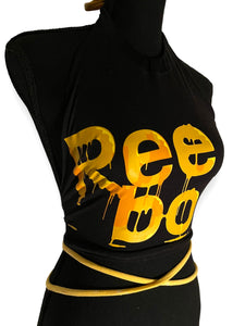 REEBOK WRAP TOP - BLACK / YELLOW DRIP LOGO