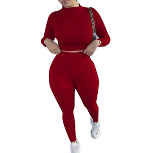 Sammie Mock Neck Long Sleeve Top and High Waist Pants Set