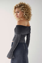 Load image into Gallery viewer, Jasmine Ribbed Off-Shoulder Zip Up Long Sleeve Cardigan
