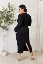 Load image into Gallery viewer, Easy Go Full Size Ribbed Long Sleeve Midi Slit Dress
