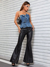 Load image into Gallery viewer, Kourtney Buttoned Raw Hem Tube Denim Top
