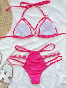 South Beach Cutout Halter Neck Two-Piece Bikini Set