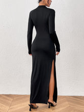 Load image into Gallery viewer, Jojo Slit Mock Neck Long Sleeve Maxi Dress
