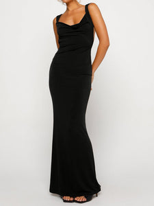 Claudia Backless Wide Strap Maxi Dress