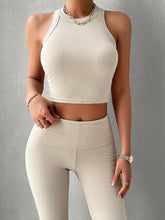 Load image into Gallery viewer, Alyssa Ribbed Round Neck Tank and Pants Set
