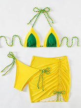 Load image into Gallery viewer, Belize Contrast Rope Tied Three-Piece Swim Set
