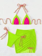 Load image into Gallery viewer, Belize Contrast Rope Tied Three-Piece Swim Set
