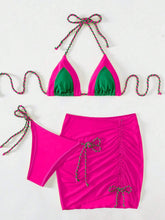 Load image into Gallery viewer, Belize Contrast Rope Tied Three-Piece Swim Set
