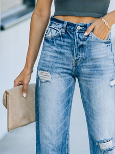 Arielle Distressed Straight Leg Jeans