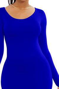 Melanie Basic Round Neck Long Sleeve Maxi Bodycon Dress