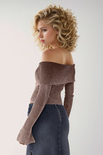 Load image into Gallery viewer, Jasmine Ribbed Off-Shoulder Zip Up Long Sleeve Cardigan
