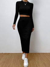 Load image into Gallery viewer, Aria Long Sleeve Top and Wrap Skirt Set
