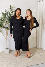 Load image into Gallery viewer, Easy Go Full Size Ribbed Long Sleeve Midi Slit Dress
