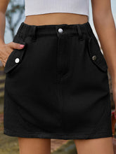 Load image into Gallery viewer, Zahra Pocketed Buttoned Mini Denim Skirt
