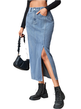 Load image into Gallery viewer, Diana Slit High Waist Denim Skirt with Pockets
