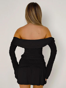 Luna Twisted Ruffled Off-Shoulder Long Sleeve T-Shirt