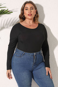 Mel Plus Size Round Neck Long Sleeve Bodysuit