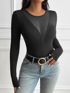 Sicily Mesh Round Neck Long Sleeve T-Shirt