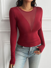 Load image into Gallery viewer, Sicily Mesh Round Neck Long Sleeve T-Shirt
