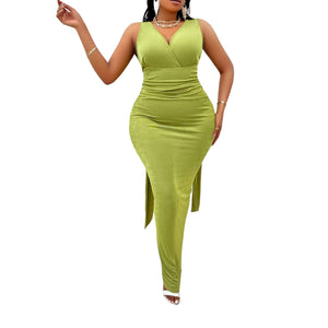 Sexy Back Plus Size Backless Ruched Dress