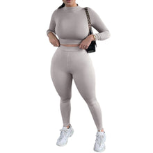 Load image into Gallery viewer, Sammie Mock Neck Long Sleeve Top and High Waist Pants Set
