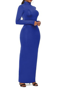 Melanie Mock Neck Long Sleeve Maxi Slim Dress