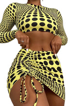 Load image into Gallery viewer, Kaleidoscope Polka Dot Long Sleeve Three-Piece Swim Set
