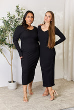 Load image into Gallery viewer, Easy Go Full Size Ribbed Long Sleeve Midi Slit Dress
