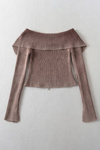 Load image into Gallery viewer, Jasmine Ribbed Off-Shoulder Zip Up Long Sleeve Cardigan
