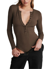 Load image into Gallery viewer, Emery Half Button Long Sleeve Bodysuit
