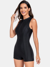 Load image into Gallery viewer, Ivy Zip Up Round Neck Sleeveless One-Piece Swimwear
