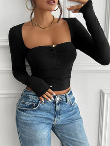 Arie Cutout Square Neck Long Sleeve T-Shirt