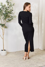 Load image into Gallery viewer, Easy Go Full Size Ribbed Long Sleeve Midi Slit Dress
