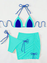 Load image into Gallery viewer, Belize Contrast Rope Tied Three-Piece Swim Set
