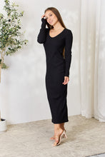 Load image into Gallery viewer, Easy Go Full Size Ribbed Long Sleeve Midi Slit Dress
