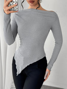 Hollis Asymmetric Hem Long Sleeve T-Shirt