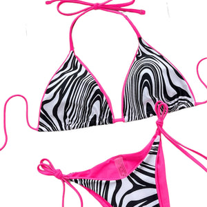 Neon Zebra Print Bikini Set