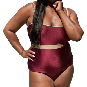 Zanzibar Contrast Trim One-Piece in Wine (mommy & me)