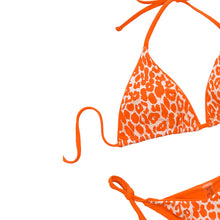 Load image into Gallery viewer, Neon Leopard Print Halter Neck Tie Side Bikini Set
