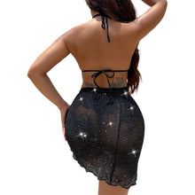 Load image into Gallery viewer, Seychelles Glitter Halter Neck Backless Three-Piece Swim Set
