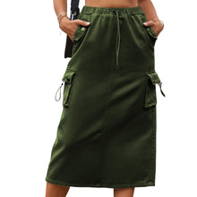 Load image into Gallery viewer, Drawstring Waist Slit Denim Skirt
