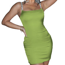 Load image into Gallery viewer, Rhinestone Satin Bodycon Dress
