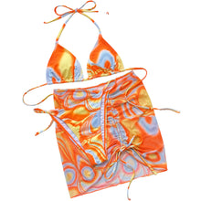 Load image into Gallery viewer, Tahiti Multicolored Drawstring Ruched Three-Piece Swim Set
