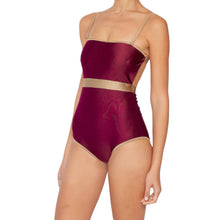 Load image into Gallery viewer, Zanzibar Contrast Trim One-Piece in Wine (mommy &amp; me)
