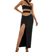 Load image into Gallery viewer, One-Shoulder Cutout Front Split Maxi Dress
