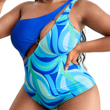 Load image into Gallery viewer, Montego Plus Size Swirls And Ring One-Piece Swimsuit
