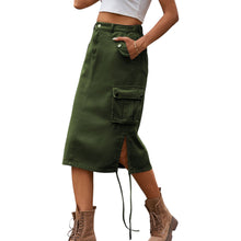 Load image into Gallery viewer, Drawstring Denim Cargo Skirt
