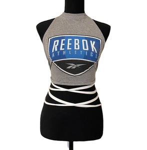 VINTAGE REEBOK ATHLETICS WRAP TOP - GREY/BLUE CLASSIC LOGO